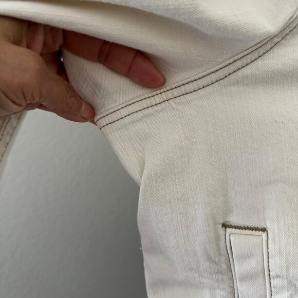 Eileen Fisher Denim Jacket Cotton Blend Front Buttons Closure Ivory Color Sz 1X - Picture 5 of 15